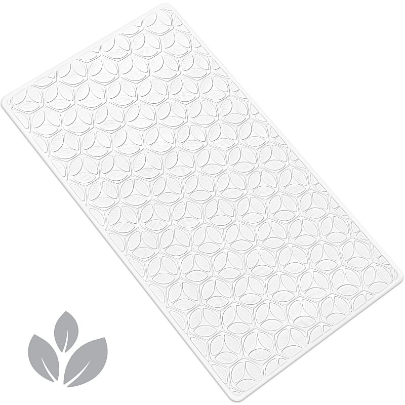 WRISIN Bathtub Mat Non Slip with Suction Cups - 100% Rubber Bathroom Mat Textured for Bath Tub Shower Safety - Soft on Touch - BPA/PVC Free - Pet Dog Bath Mat - Machine Washable - 16 Ã— 28 Inchï¼ˆWhiteï¼‰ - Image 1