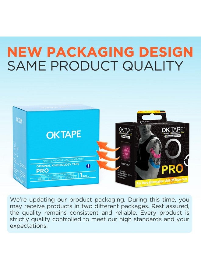 اوك تيب شريط الحركة OK TAPE PRO، 2 بوصة × لفة طويلة، شريط حر القطع، شريط رياضي مرن علاجي خالٍ من اللاتكس، وردي + أبيض - Image 1
