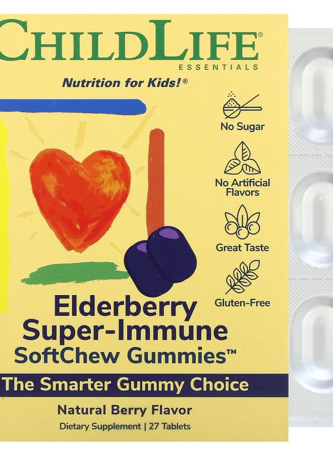 Kids Elderberry SuperImmune SoftChew Gummies Natural Berry 27 Tablets