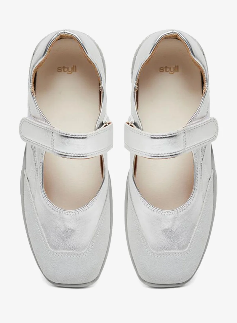Styli Active Women Silver Square Toe Shoes
