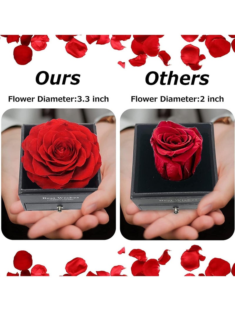 يوڠام هدية عيد ميلاد للنساء، علبة مجوهرات مع وردة محفوظة يدوية الصنع، قلادة "أحبك" بـ 100 لغة هدية للصديقة، الأم، الزوجة - Image 5