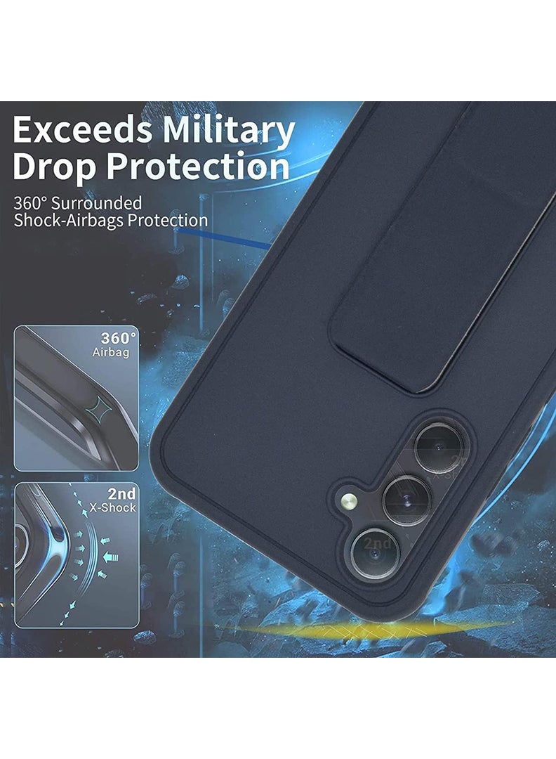 Case Up Compatible with Samsung Galaxy A56 Case with Magnetic Stand & Holder, Premium Silicone Finger Grip Strap Holder Case Car Mount Kickstand Cover- Navy - Image 4