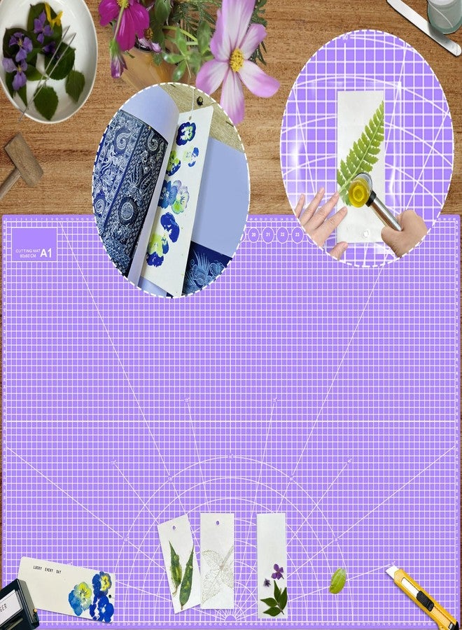 plzzree Double Sided Sewing Self Healing Cutting Mat 24 x 36 Inches, A1 Size Craft Sewing Cutting Mat for Crafts and Fabric, Purple & Pink Design - Image 5