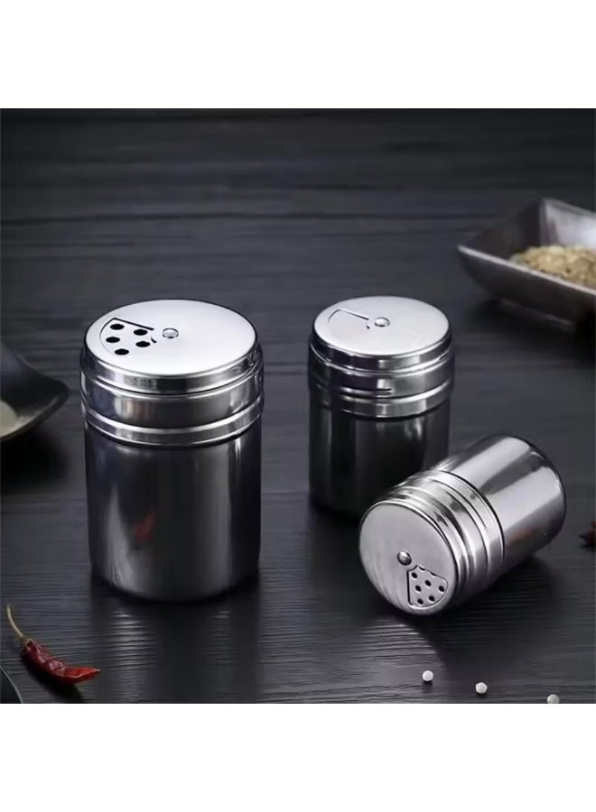 أمم 1PCS طاحنة توابل بغطاء دوار من الفولاذ المقاوم للصدأ – موزع ملح وفلفل وسكر قابل لإعادة التعبئة مع غطاء دوار قابل للتعديل، حاوية توابل بدون انسكاب - Image 5