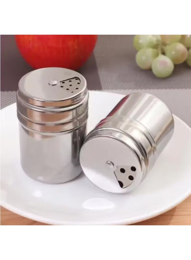 أمم 1PCS طاحنة توابل بغطاء دوار من الفولاذ المقاوم للصدأ – موزع ملح وفلفل وسكر قابل لإعادة التعبئة مع غطاء دوار قابل للتعديل، حاوية توابل بدون انسكاب - Image 1