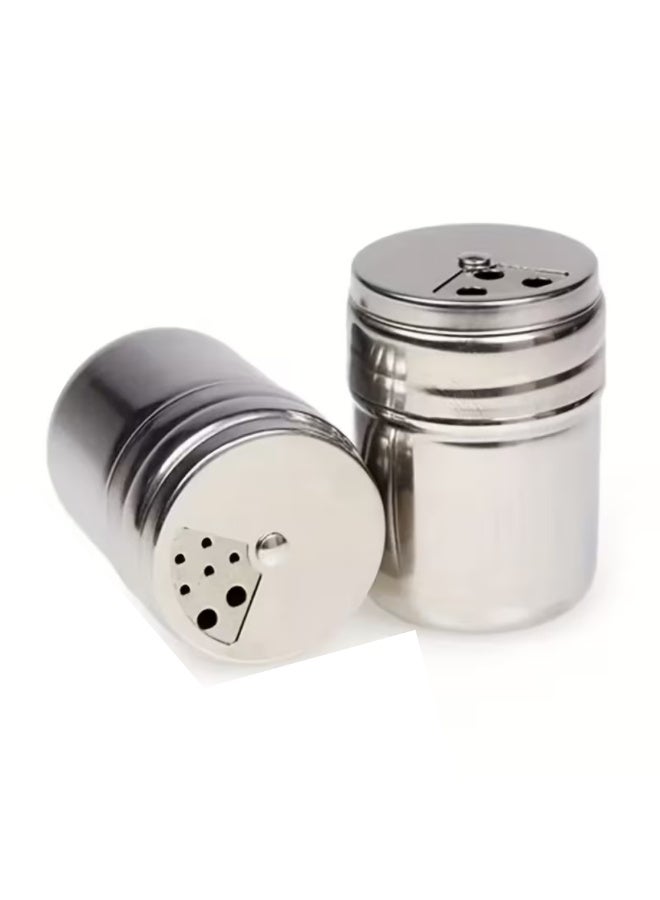 أمم 1PCS طاحنة توابل بغطاء دوار من الفولاذ المقاوم للصدأ – موزع ملح وفلفل وسكر قابل لإعادة التعبئة مع غطاء دوار قابل للتعديل، حاوية توابل بدون انسكاب - Image 2