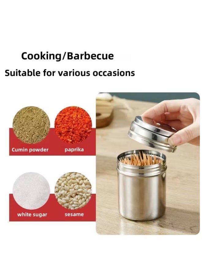 أمم 1PCS طاحنة توابل بغطاء دوار من الفولاذ المقاوم للصدأ – موزع ملح وفلفل وسكر قابل لإعادة التعبئة مع غطاء دوار قابل للتعديل، حاوية توابل بدون انسكاب - Image 4