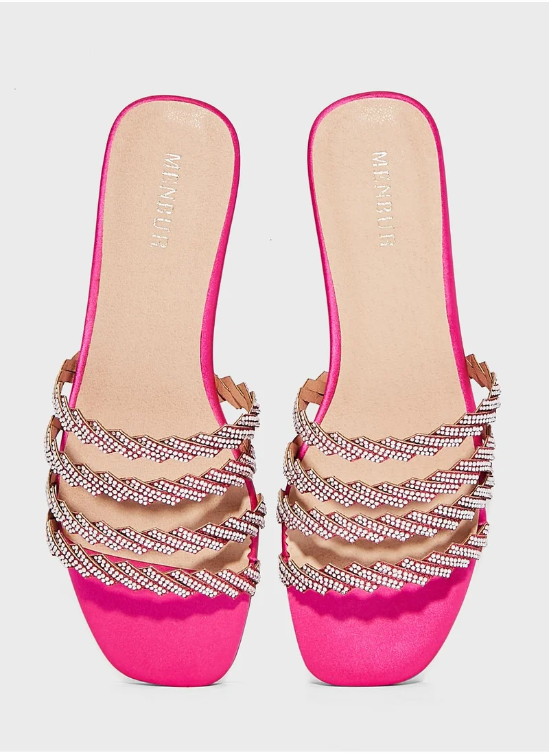 MENBUR Multi Straps Low Heel Flat Sandals