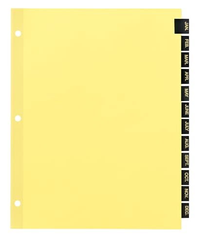 Office Essentials 11484 Preprinted Black Leather Tab Dividers, 12-Tab, Letter - Image 2