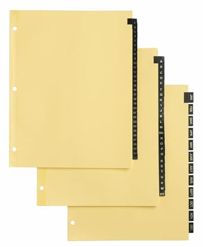 Office Essentials 11484 Preprinted Black Leather Tab Dividers, 12-Tab, Letter - Image 3