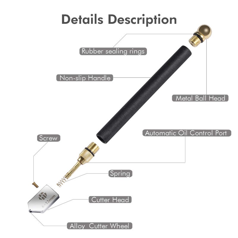 HT HOMETINKER Glass Cutter Tool with Automatic Oil Feed - 2mm-20mm, Ideal for Mirrors, Tiles, Mosaic - Image 3