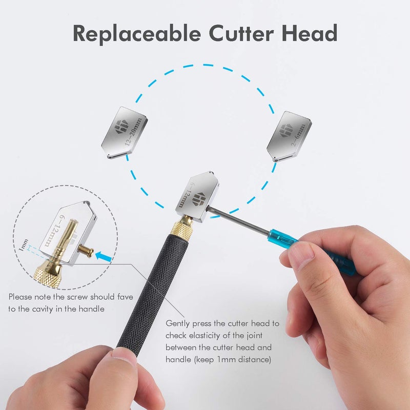 HT HOMETINKER Glass Cutter Tool with Automatic Oil Feed - 2mm-20mm, Ideal for Mirrors, Tiles, Mosaic - Image 4