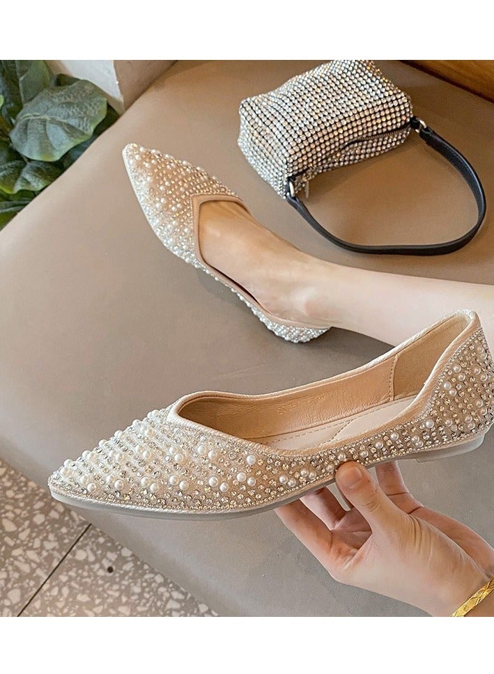Light Luxury Rhinestone Pointed Flat Shoes  - Image 2