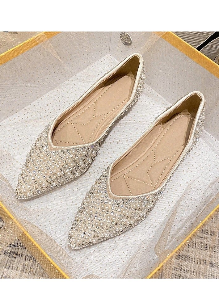 Light Luxury Rhinestone Pointed Flat Shoes  - Image 3