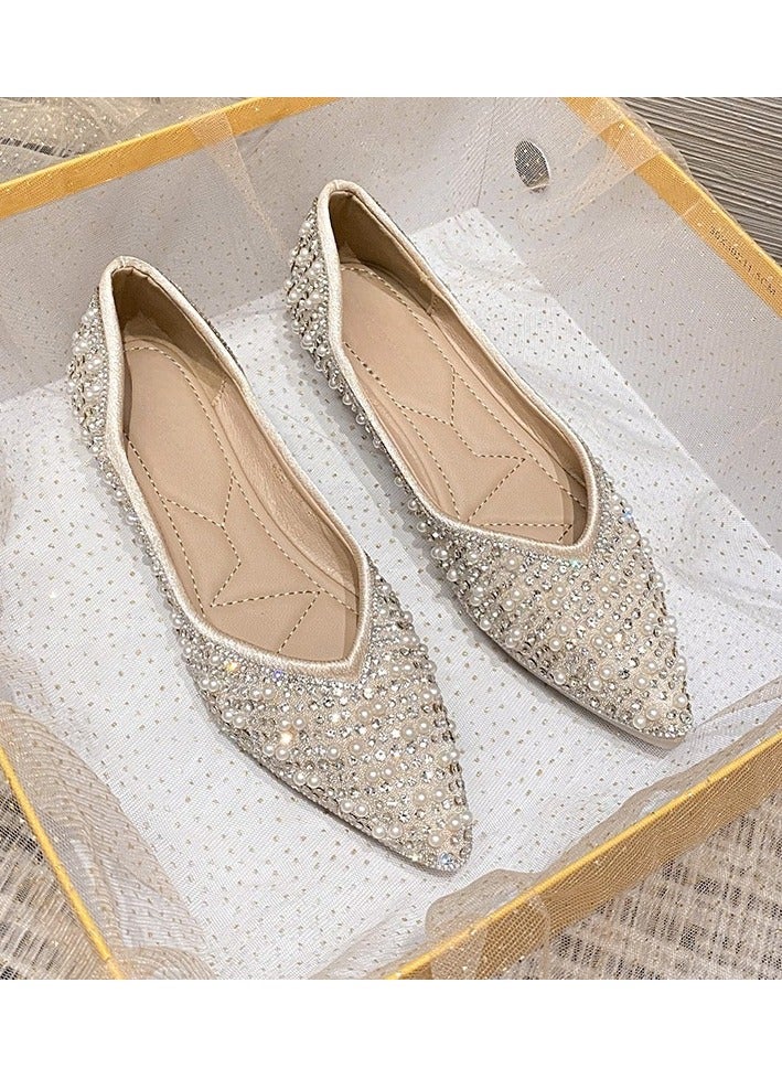 Light Luxury Rhinestone Pointed Flat Shoes  - Image 4