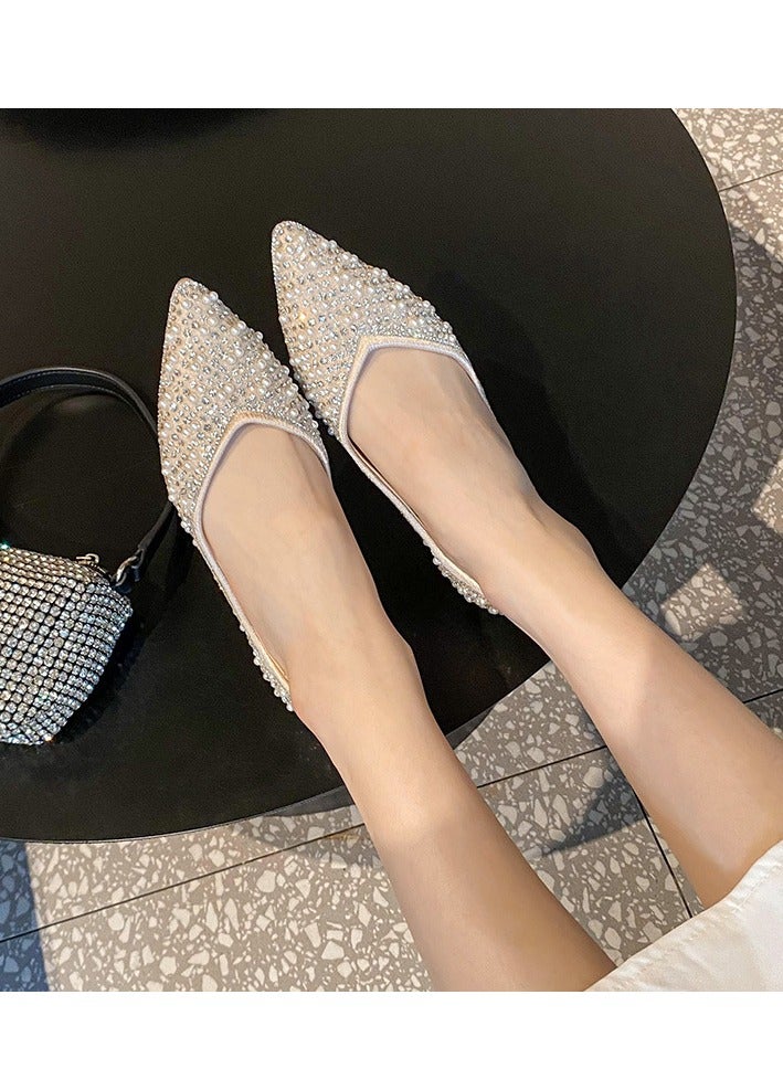 Light Luxury Rhinestone Pointed Flat Shoes  - Image 5