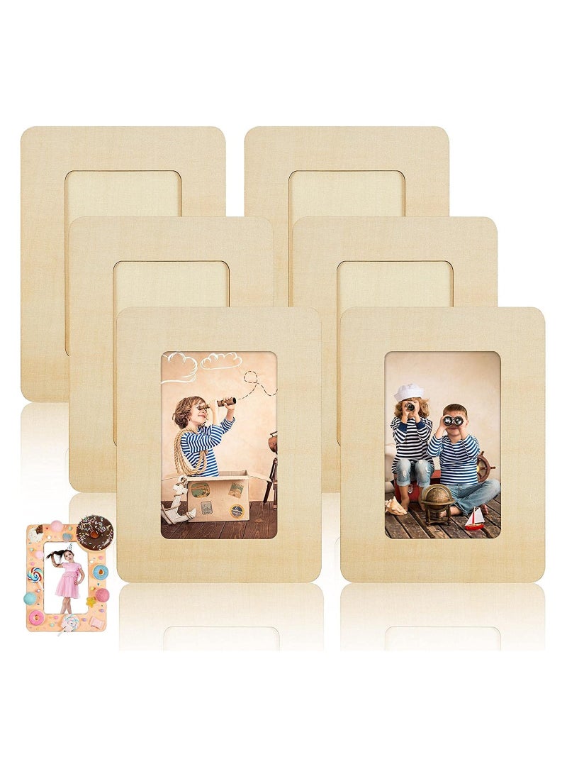 DIY Wood Picture Frames Unfinished Solid Wood Photo Picture Frames Christmas Wooden Photo Frames for Crafts Wood Crafts for Kids Adults Arts and Crafts DIY Painting Projects 7.9 x 5.9 Inch (6 Pcs)  - Image 1