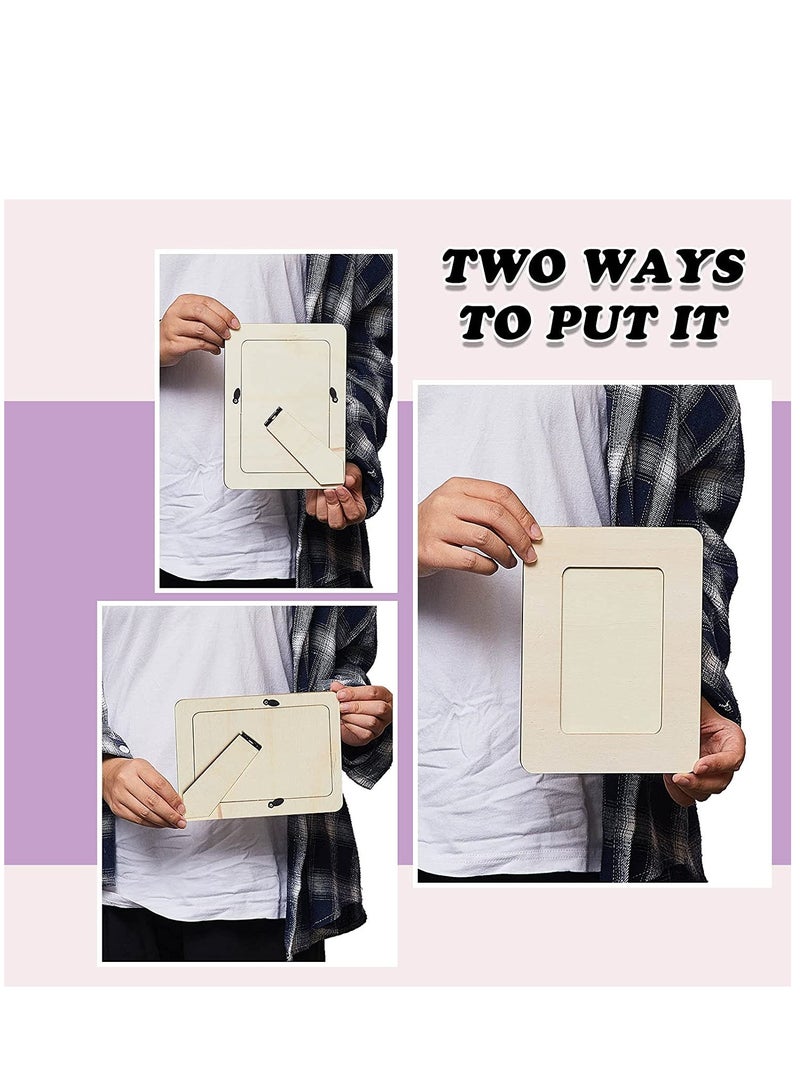 DIY Wood Picture Frames Unfinished Solid Wood Photo Picture Frames Christmas Wooden Photo Frames for Crafts Wood Crafts for Kids Adults Arts and Crafts DIY Painting Projects 7.9 x 5.9 Inch (6 Pcs)  - Image 2