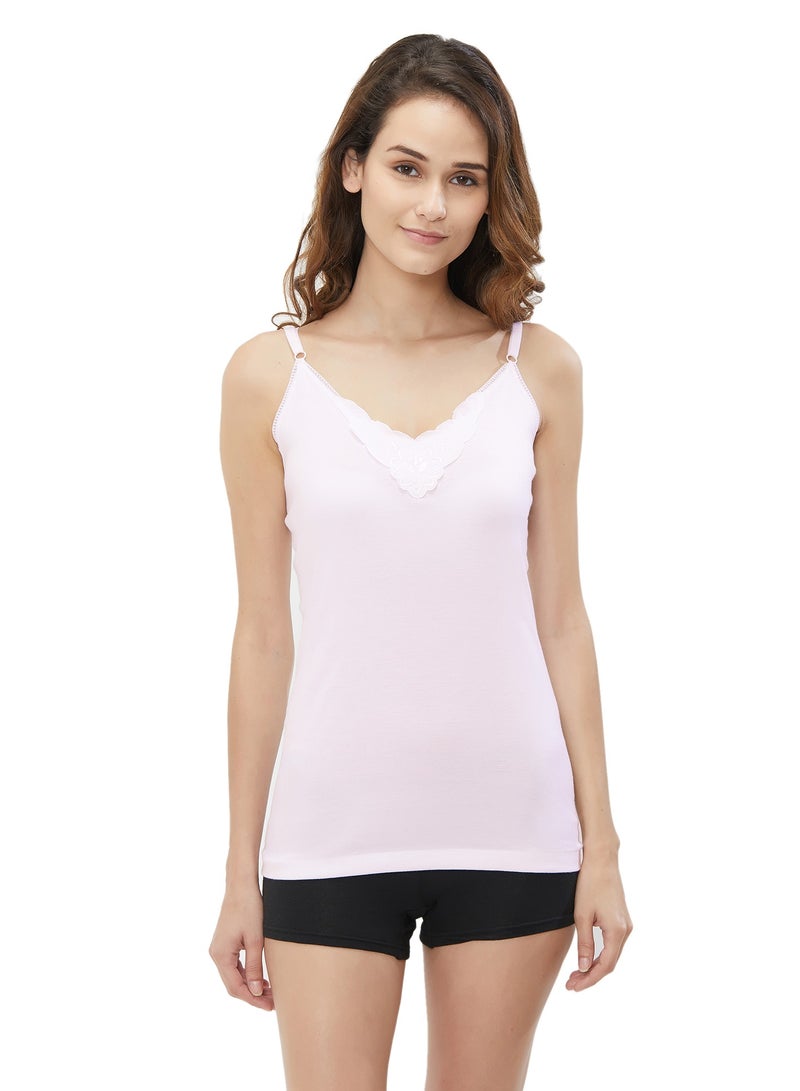 BYC WOMEN'S ADJUSTABLE STRAP COTTON CAMISOLE (PACK OF 3) - PINK  - Image 3