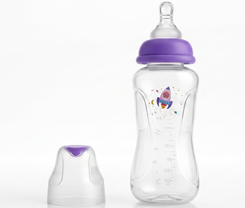 La Frutta La Fruta Comfort Plastic Bottle, Anti-Colic Air System for 4+ Months, 240ml Capacity, with Soft Silicone Teat, BPA-Free - Purple - Image 1