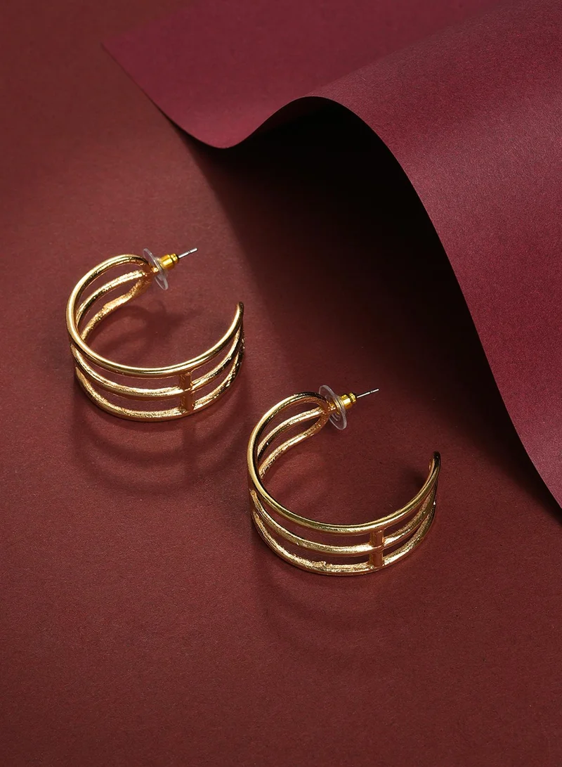 SOHI Contemporary Half Artificial Hoop Earring Jewellery