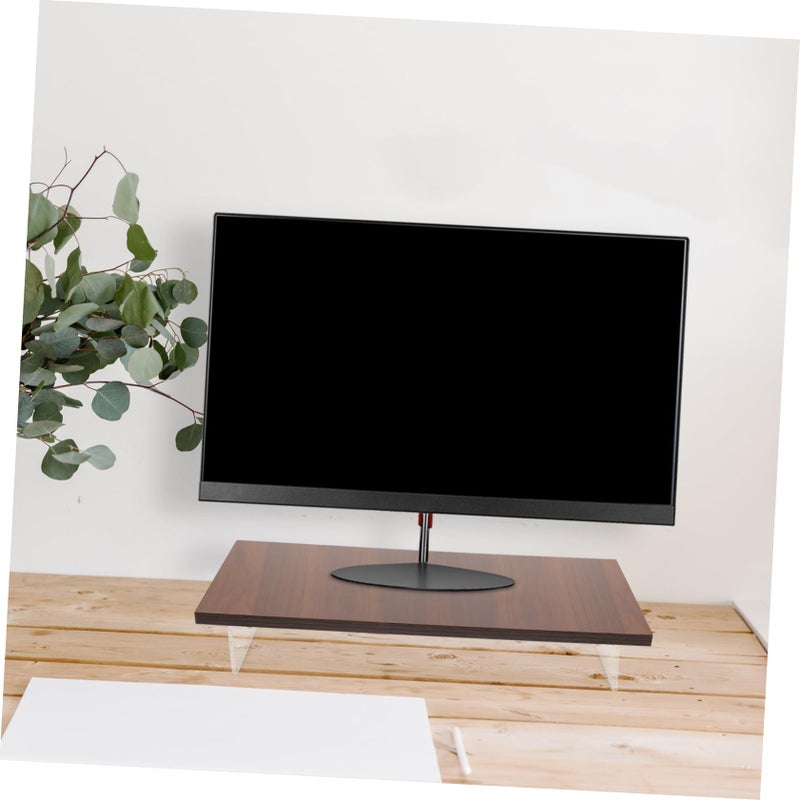 Clear Acrylic Monitor Riser Stand Ergonomic Laptop Screen Elevator Desk Organizer - Image 4