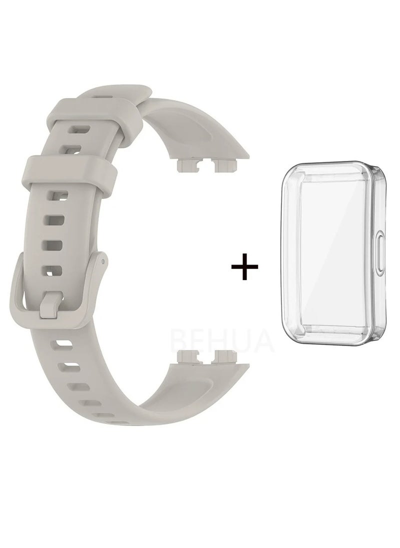 HW Silicone Watchband For Huawei Band 8 Huawei Band 9 Strap SmartWatch WristbandBracelet Wriststrap Sport Replacement，Transparent Protective Shell  - Image 1