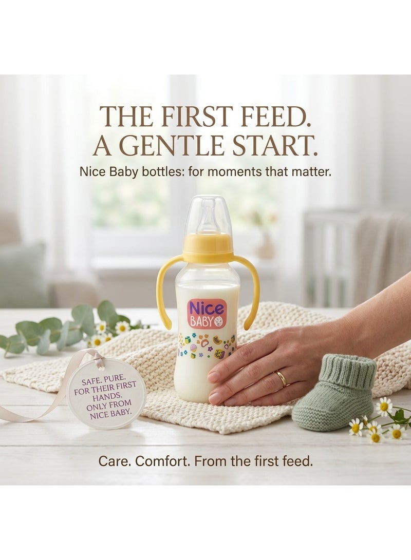 Nice Baby Baby Feeding Bottle with Handle – Yellow, 280ml - Image 2