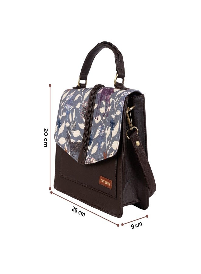 Fatfatiya Women’s Wildlife Print Satchel Bag, Vegan Leather Structured Handbag with Detachable Sling Strap, Office College Travel Crossbody Purse - Image 5