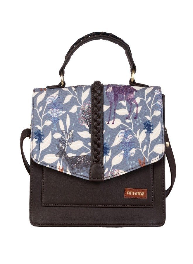 Fatfatiya Women’s Wildlife Print Satchel Bag, Vegan Leather Structured Handbag with Detachable Sling Strap, Office College Travel Crossbody Purse - Image 1