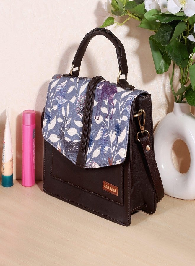 Fatfatiya Women’s Wildlife Print Satchel Bag, Vegan Leather Structured Handbag with Detachable Sling Strap, Office College Travel Crossbody Purse - Image 3