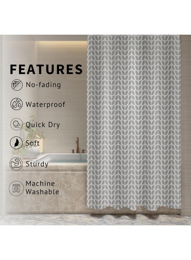 HOMETHREADS HOMETHREADS Embrace Luxury with Our 6.5-Feet Long Premium Polyester Shower Curtain with 12 Hooks for a Lavish Bathroom Ambiance | Stylish, Splendid, and Perfectly Sized (Grey_Leaf, 180x200cm)  - Image 3