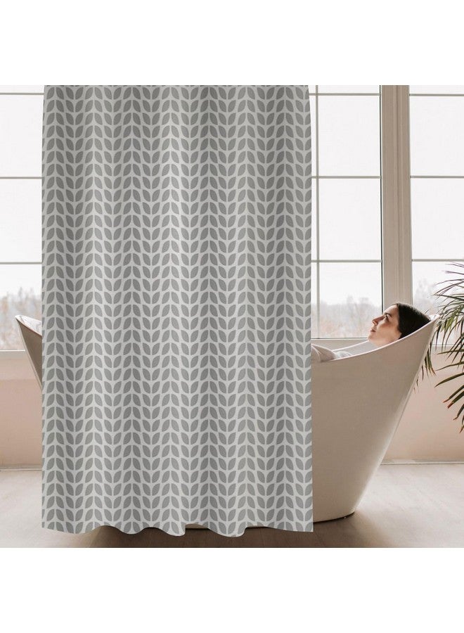 HOMETHREADS HOMETHREADS Embrace Luxury with Our 6.5-Feet Long Premium Polyester Shower Curtain with 12 Hooks for a Lavish Bathroom Ambiance | Stylish, Splendid, and Perfectly Sized (Grey_Leaf, 180x200cm)  - Image 5