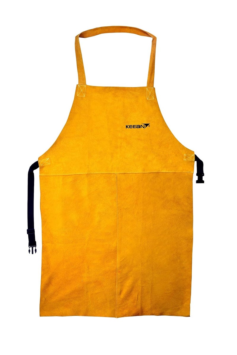 KEEAN Leather Apron Adjustable MenWomen WearResistant Thicken HeatResistant Working Electric Welding Safety Clothing Protective Antiscalding Yellow M to XL 24X37