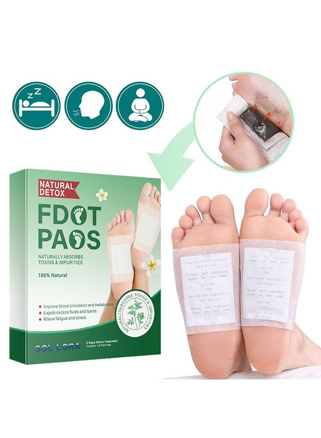 SOL LORA Foot Pads Naturally Absorbstoxins & Impurities 100% Natural-Wormwood Foot Pads, Cleansing Detox, Relieve Stress, Relaxation and Remove Impurities, Improve Sleep, Remove Dampness 10Piece - Image 2