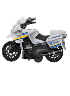 die cast Police Motorcycle,Pull Back Motorcycle Toy, 1:12 Motorcycle Model for Kids,Pull Back Motorcycle - Emergency Vehicle Design Toys (White)  - Image 2