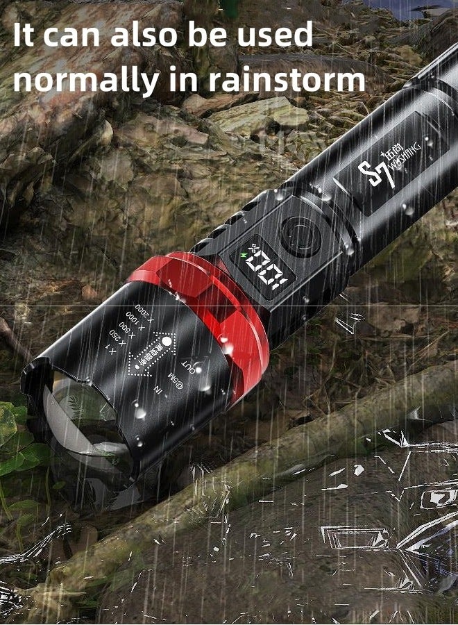 S7 Rechargeable flashlight, 10000 high brightness flashlight with side COB lamp, most powerful 26650 battery, 7 lighting modes, zoom, IPX4 waterproof, for emergency use, camping,flashlight xhp70 - Image 4