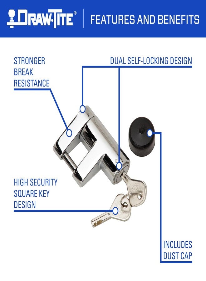 BULLDOG Fulton Draw-Tite 580403 Chrome Universal Chrome Trailer Coupler Lock, Universal - Image 3