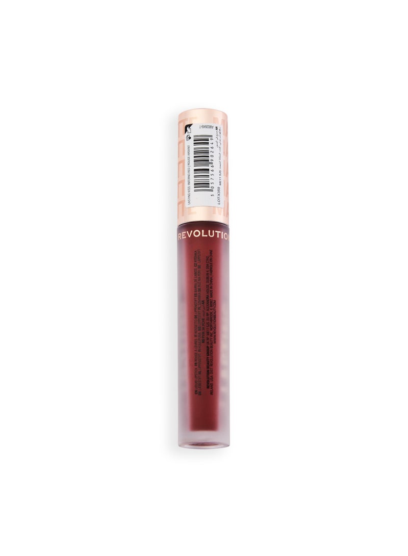 REVOLUTION Makeup Revolution Lasting Kiss Liquid Lipstick – Long-Lasting Matte Inferno Red - Image 2