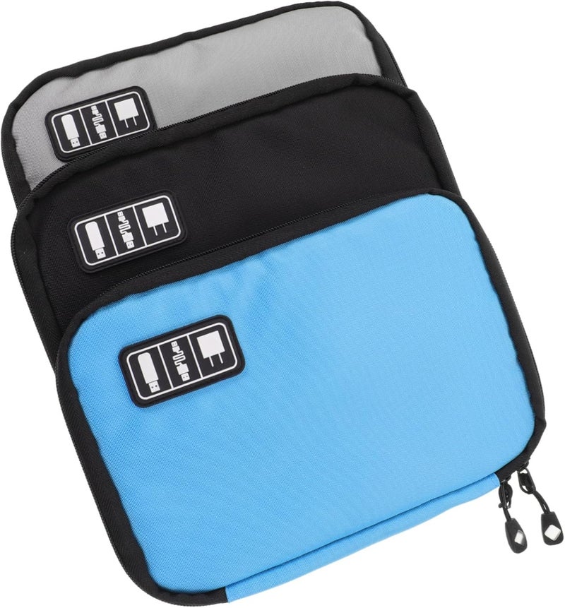 Uonlytech 3Pcs Digital Accessories Organizer Bag Portable Travel Case for Cables Chargers Earphones USB Drives Compact Multi Purpose Storage - Image 1