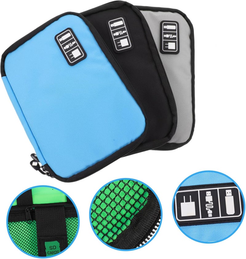 Uonlytech 3Pcs Digital Accessories Organizer Bag Portable Travel Case for Cables Chargers Earphones USB Drives Compact Multi Purpose Storage - Image 4