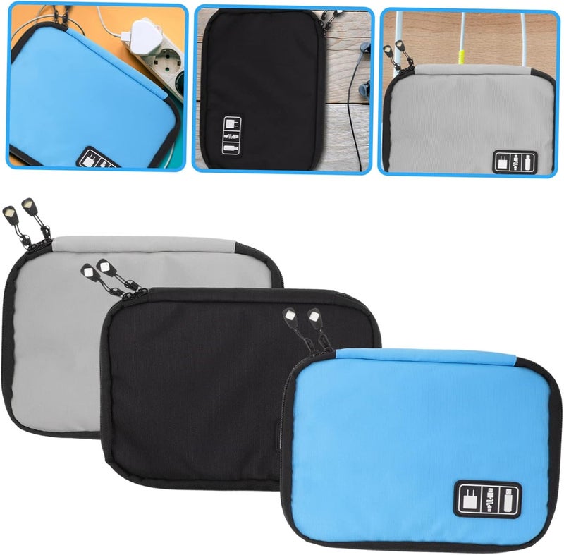 Uonlytech 3Pcs Digital Accessories Organizer Bag Portable Travel Case for Cables Chargers Earphones USB Drives Compact Multi Purpose Storage - Image 5