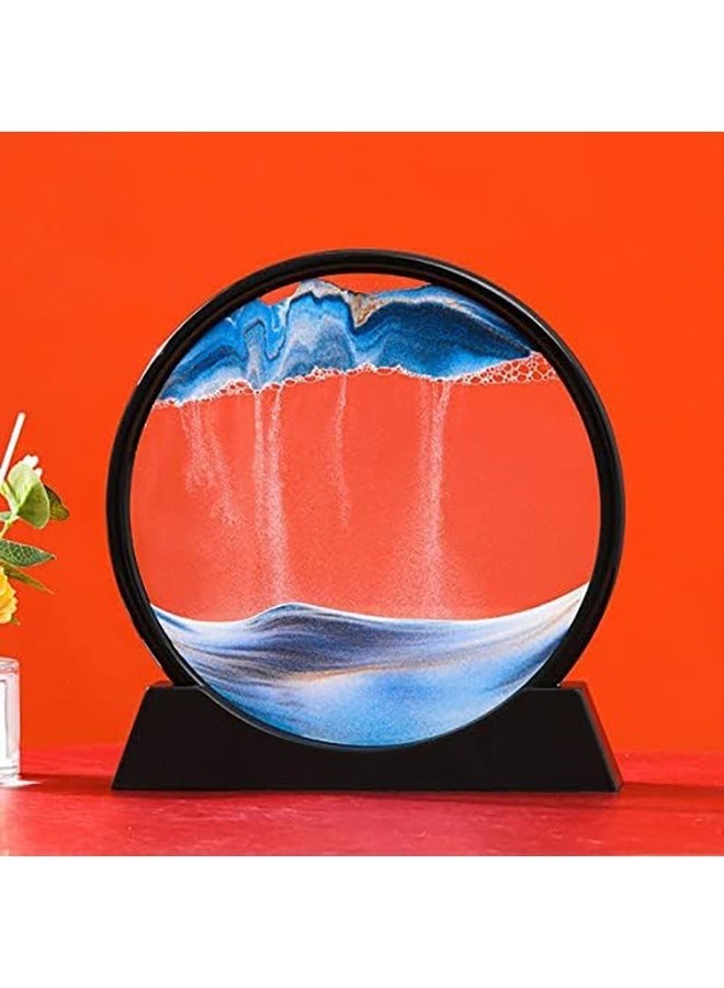 7inch Moving Sand,3D Hourglass Art Picture,Round Frame Deep Sea Sandscapes Motion Display Landscape,Flowing Sand Painting for Relaxing Desktop Home Office Decor - Image 5
