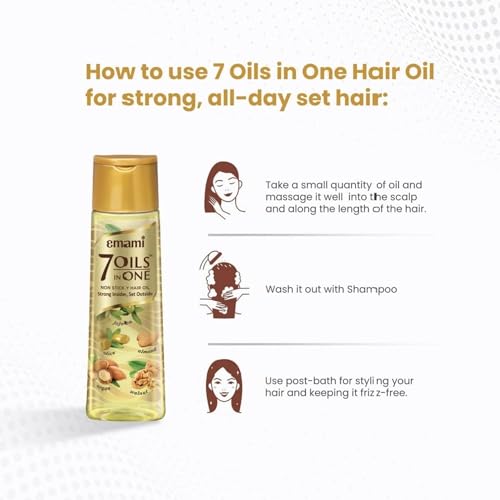 Emami 7-in-1 Hair Oil | with Natural Ayurvedic Herbs | Repairs Hair Damage | Nourishes Scalp | Fights Dandruff | Provides Strong & Healthy Hairs | 3.38 Fl Oz/100ml - Image 4
