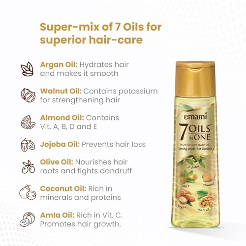 Emami 7-in-1 Hair Oil | with Natural Ayurvedic Herbs | Repairs Hair Damage | Nourishes Scalp | Fights Dandruff | Provides Strong & Healthy Hairs | 3.38 Fl Oz/100ml - Image 2