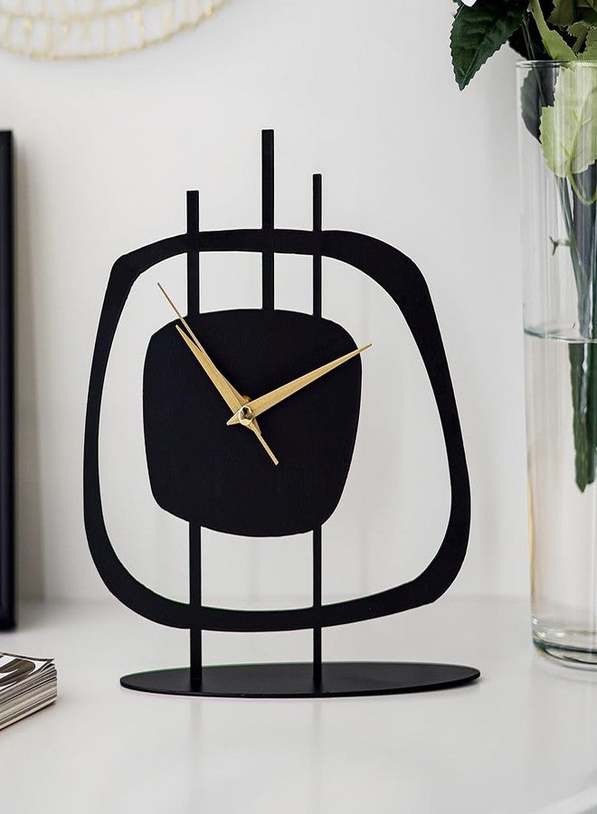 muyika Table Clock for Living Room Office, Bedside, Kitchen | Silent Running Night Shelf Analog Desk Clock with 8 x 9 inch Size | Decorative Table Clocks - Image 1