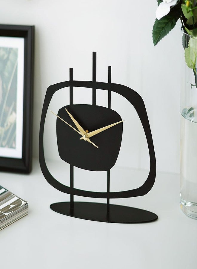 muyika Table Clock for Living Room Office, Bedside, Kitchen | Silent Running Night Shelf Analog Desk Clock with 8 x 9 inch Size | Decorative Table Clocks - Image 4