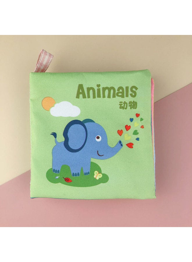 Baby Animal Tail Cloth Book Baby Tear Cloth Book Children's Ring Paper Three-dimensional Cloth Book Early Teaching Toys Wholesale-Color:Animal Ordinary Cloth Book (5 Pages, With Bb Device, Without Tail, Single Bag)  - Image 1