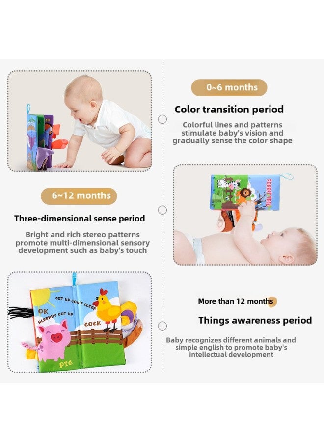 Baby Animal Tail Cloth Book Baby Tear Cloth Book Children's Ring Paper Three-dimensional Cloth Book Early Teaching Toys Wholesale-Color:Animal Ordinary Cloth Book (5 Pages, With Bb Device, Without Tail, Single Bag)  - Image 5