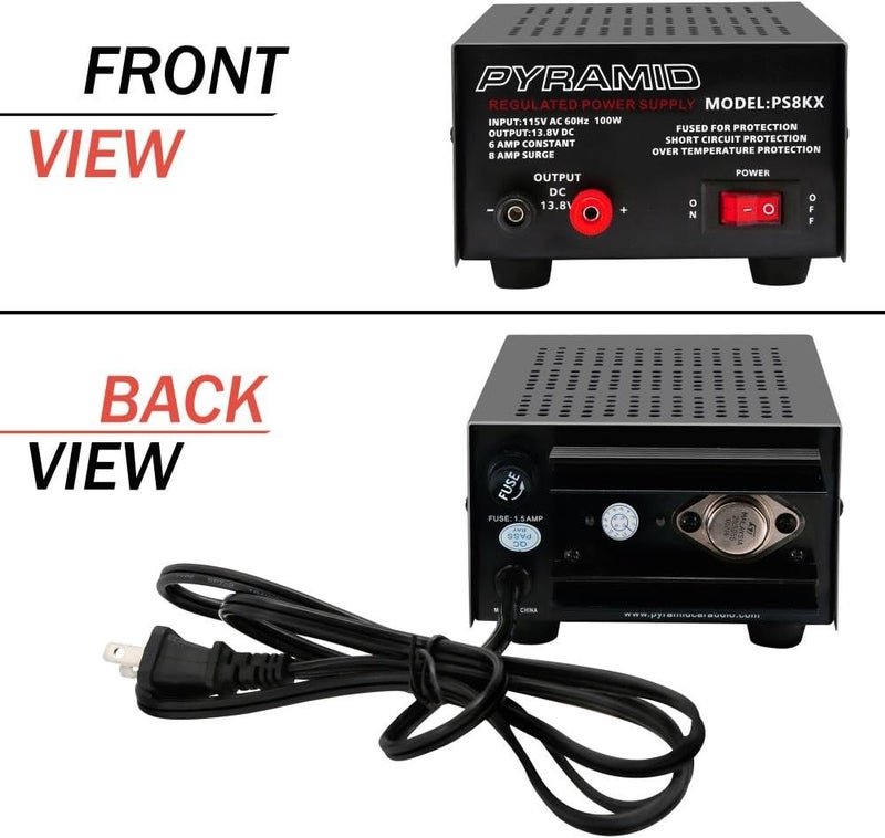 Pyramid Pyramid Universal Compact Bench Power Supply  6 Amp Linear Regulated Home Lab Benchtop ACtoDC 12V Converter w 138 Volt DC 115V AC 100 Watt Power Input Screw Type Terminals  Pyramid PS8KX  - Image 2